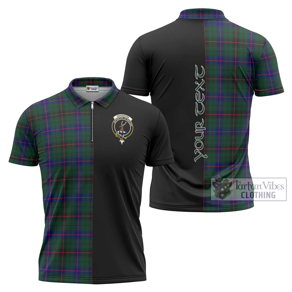 Davidson Modern Tartan Zipper Polo Shirt with Family Crest and Half Of Me Style Unisex - Tartanvibesclothing Shop