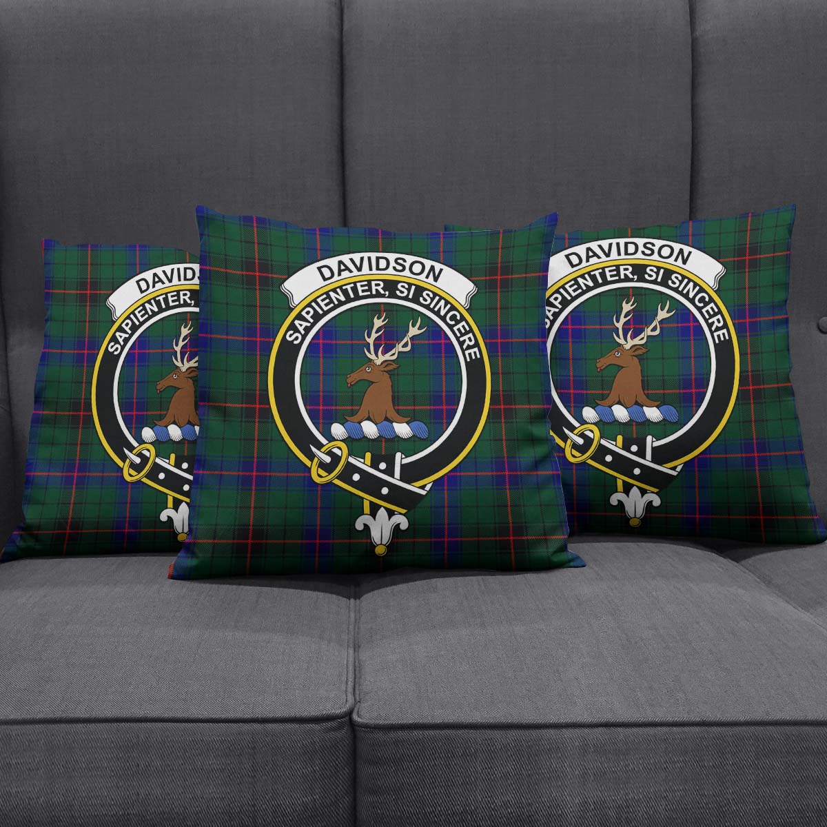 Davidson Modern Tartan Pillow Cover with Family Crest Square Pillow Cover - Tartanvibesclothing