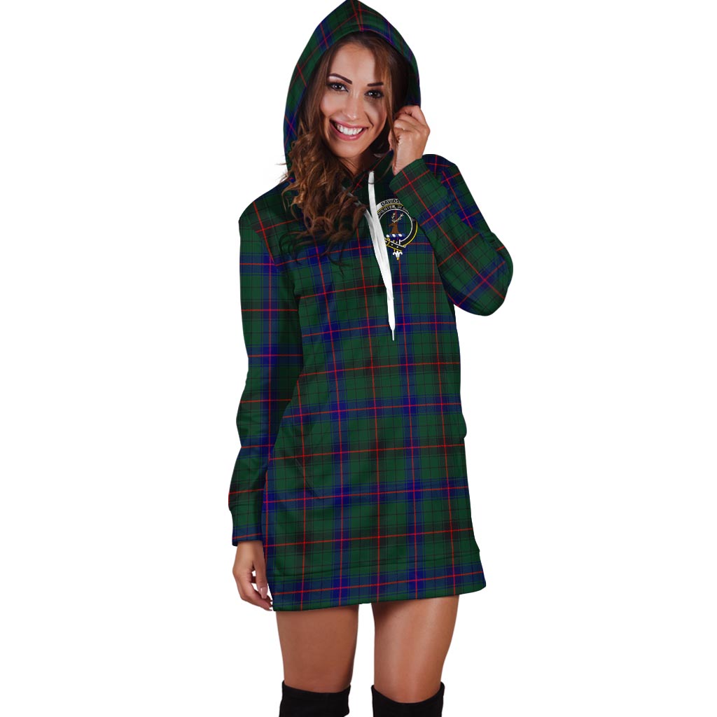 Davidson Modern Tartan Hoodie Dress with Family Crest - Tartan Vibes Clothing