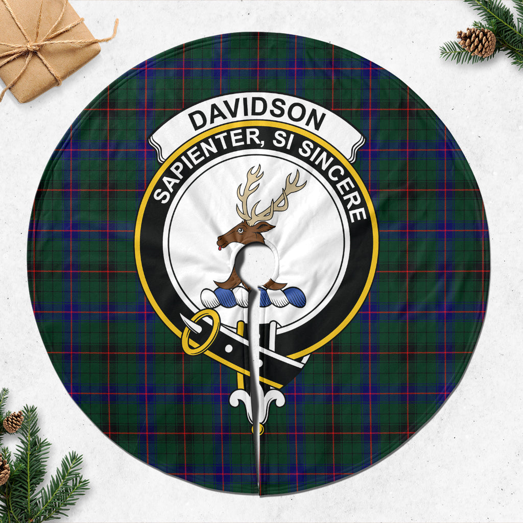 Davidson Modern Tartan Christmas Tree Skirt with Family Crest - Tartanvibesclothing