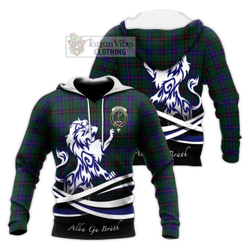 Davidson Modern Tartan Knitted Hoodie with Alba Gu Brath Regal Lion Emblem