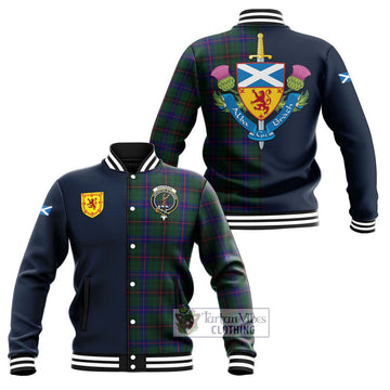 Davidson Modern Tartan Baseball Jacket Alba with Scottish Lion Royal Arm Half Style