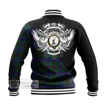 Davidson Modern Tartan Baseball Jacket with Family Crest and Military Logo Style