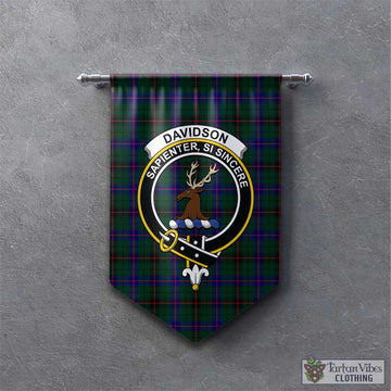 Davidson Modern Tartan Gonfalon, Tartan Banner with Family Crest