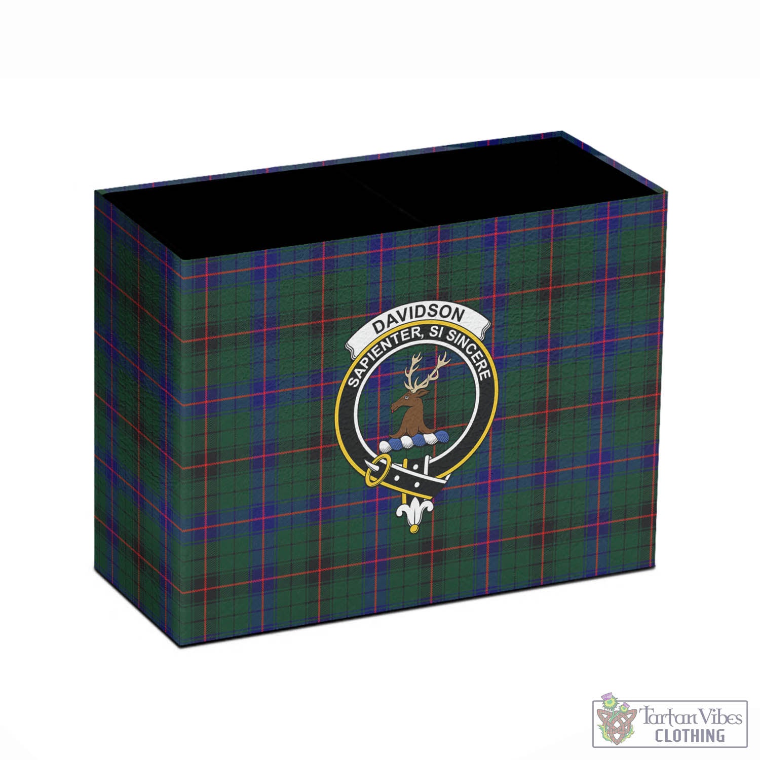 Tartan Vibes Clothing Davidson Modern Tartan Pen Holder with Family Crest