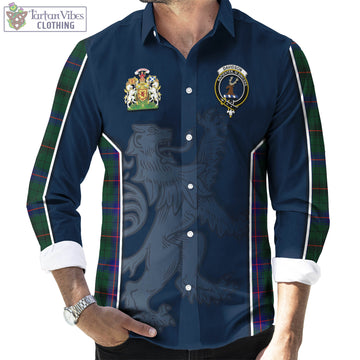 Davidson Modern Tartan Long Sleeve Button Up Shirt with Family Crest and Lion Rampant Vibes Sport Style