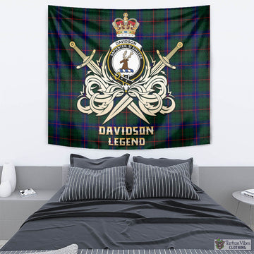 Davidson Modern Tartan Tapestry with Clan Crest and the Golden Sword of Courageous Legacy