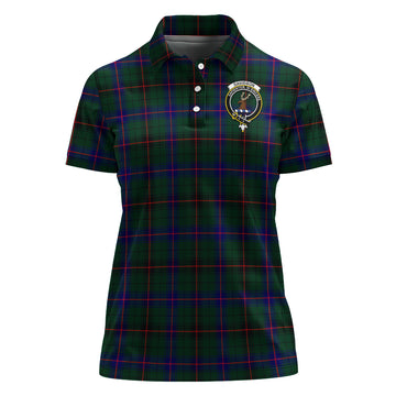 Davidson Modern Tartan Polo Shirt with Family Crest For Women