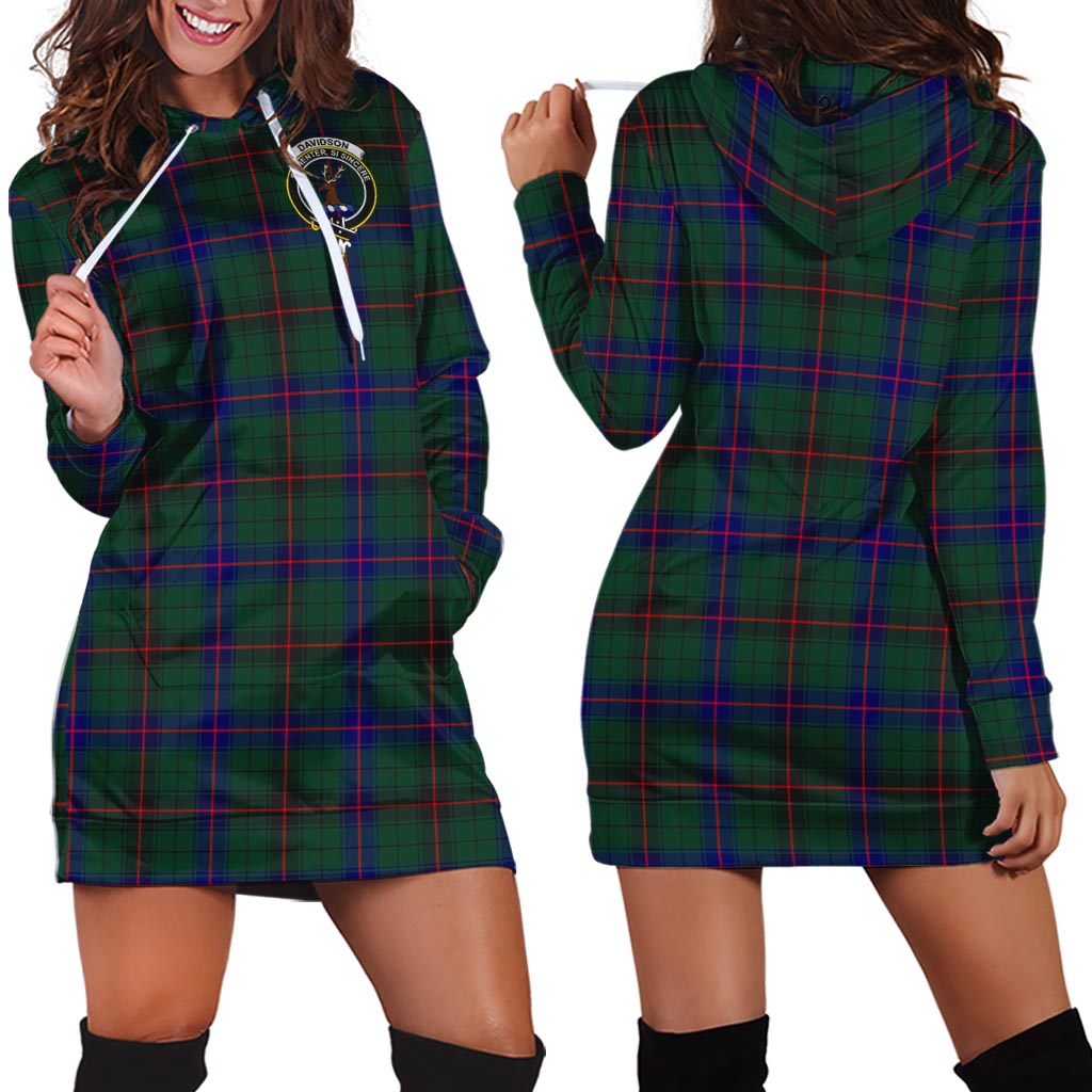 Davidson Modern Tartan Hoodie Dress with Family Crest - Tartan Vibes Clothing