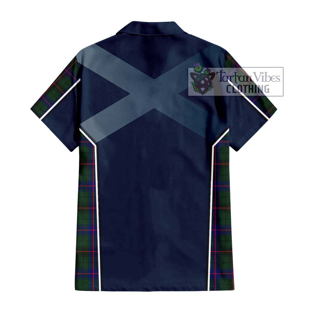 Davidson Modern Tartan Short Sleeve Button Shirt with Family Crest and Lion Rampant Vibes Sport Style - Tartan Vibes Clothing