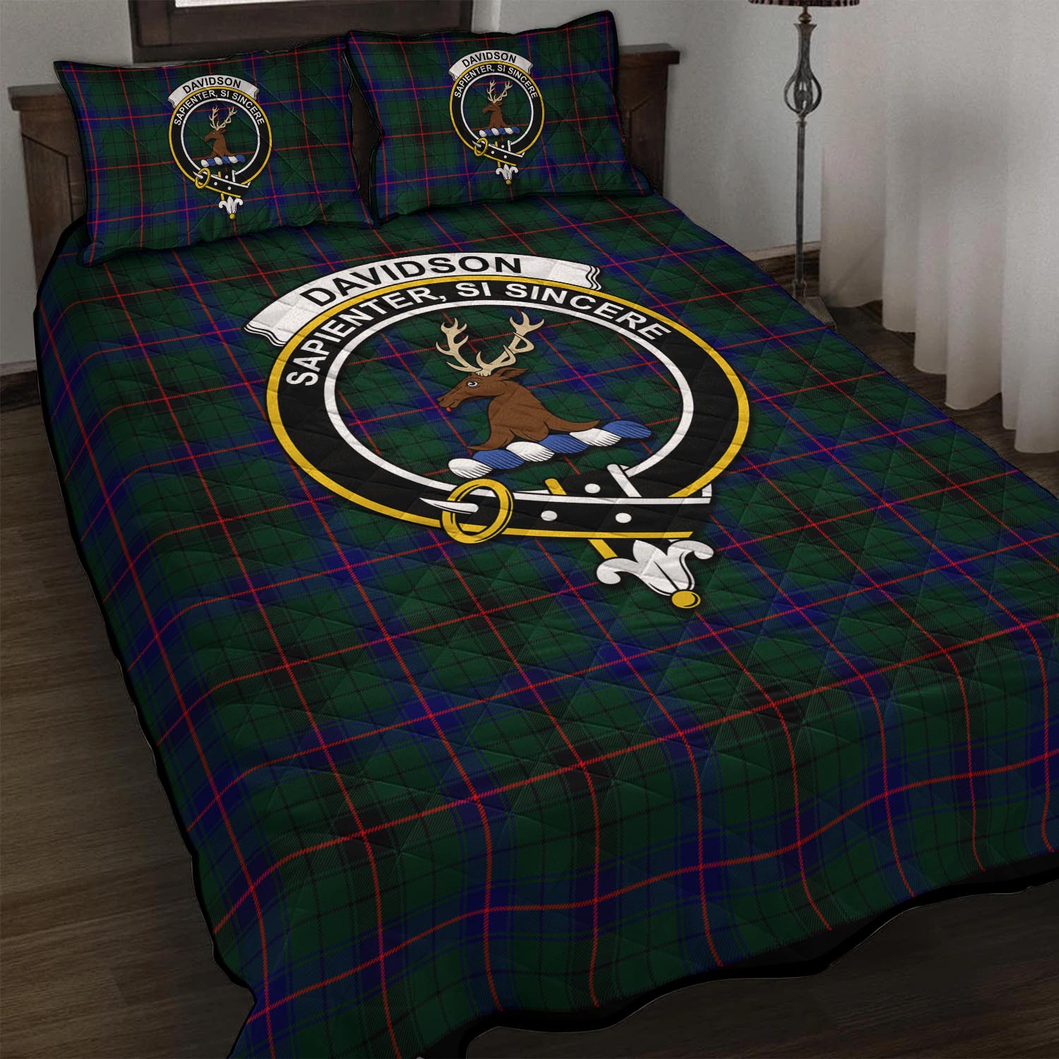 Davidson Modern Tartan Quilt Bed Set with Family Crest - Tartan Vibes Clothing