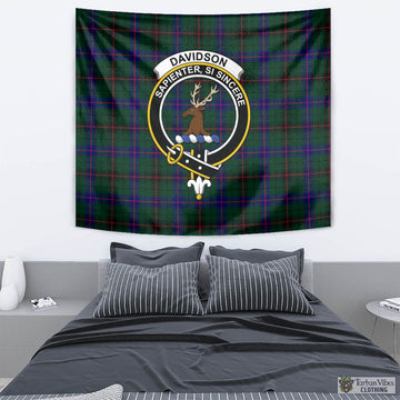 Davidson Modern Tartan Tapestry Wall Hanging and Home Decor for Room with Family Crest