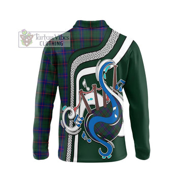 Davidson Modern Tartan Long Sleeve Polo Shirt with Epic Bagpipe Style