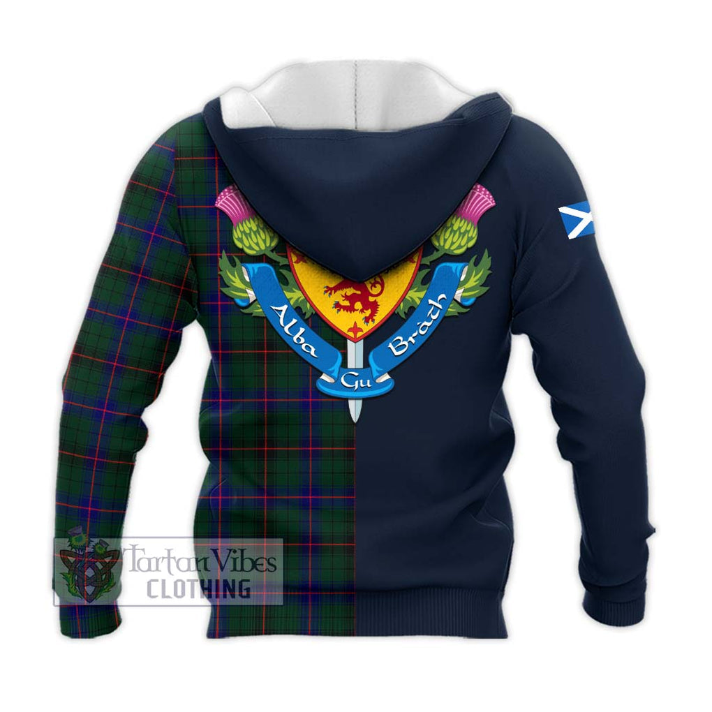 Tartan Vibes Clothing Davidson Modern Tartan Knitted Hoodie with Scottish Lion Royal Arm Half Style