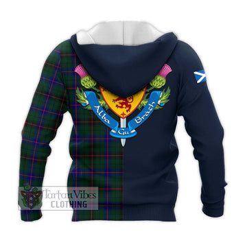 Davidson Modern Tartan Knitted Hoodie Alba with Scottish Lion Royal Arm Half Style