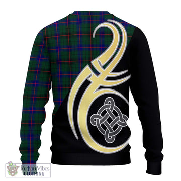 Davidson Modern Tartan Ugly Sweater with Family Crest and Celtic Symbol Style