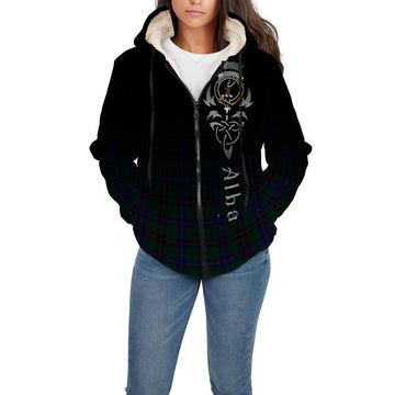 Davidson Modern Tartan Sherpa Hoodie Featuring Alba Gu Brath Family Crest Celtic Inspired