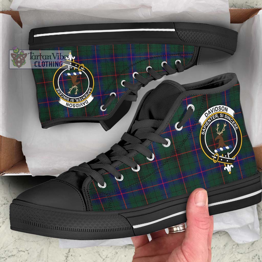 Tartan Vibes Clothing Davidson Modern Tartan High Top Shoes with Family Crest