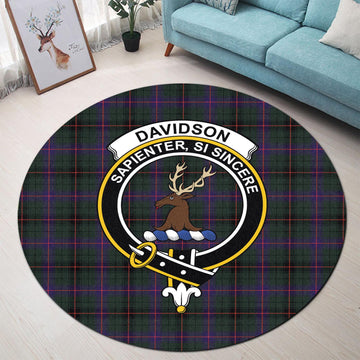 Davidson Modern Tartan Round Rug with Family Crest