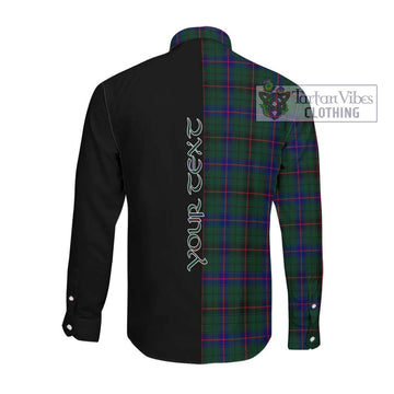 Davidson Modern Tartan Long Sleeve Button Shirt with Family Crest and Half Of Me Style