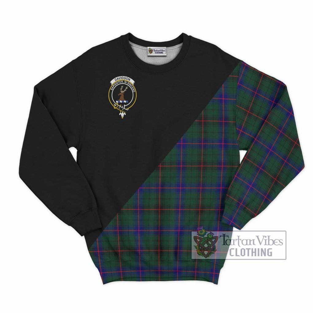 Davidson Modern Tartan Sweatshirt with Family Crest and Military Logo Style - Tartanvibesclothing Shop