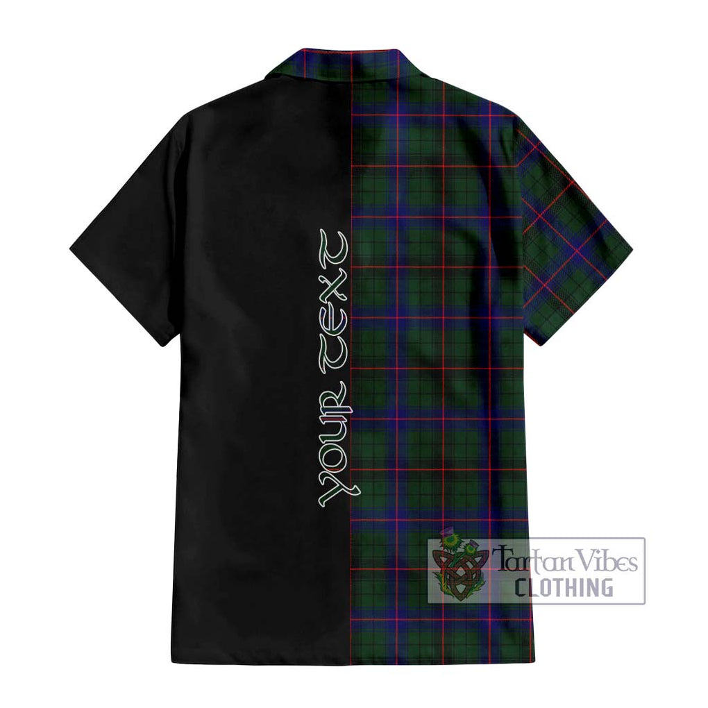 Davidson Modern Tartan Short Sleeve Button Shirt with Family Crest and Half Of Me Style - Tartanvibesclothing Shop