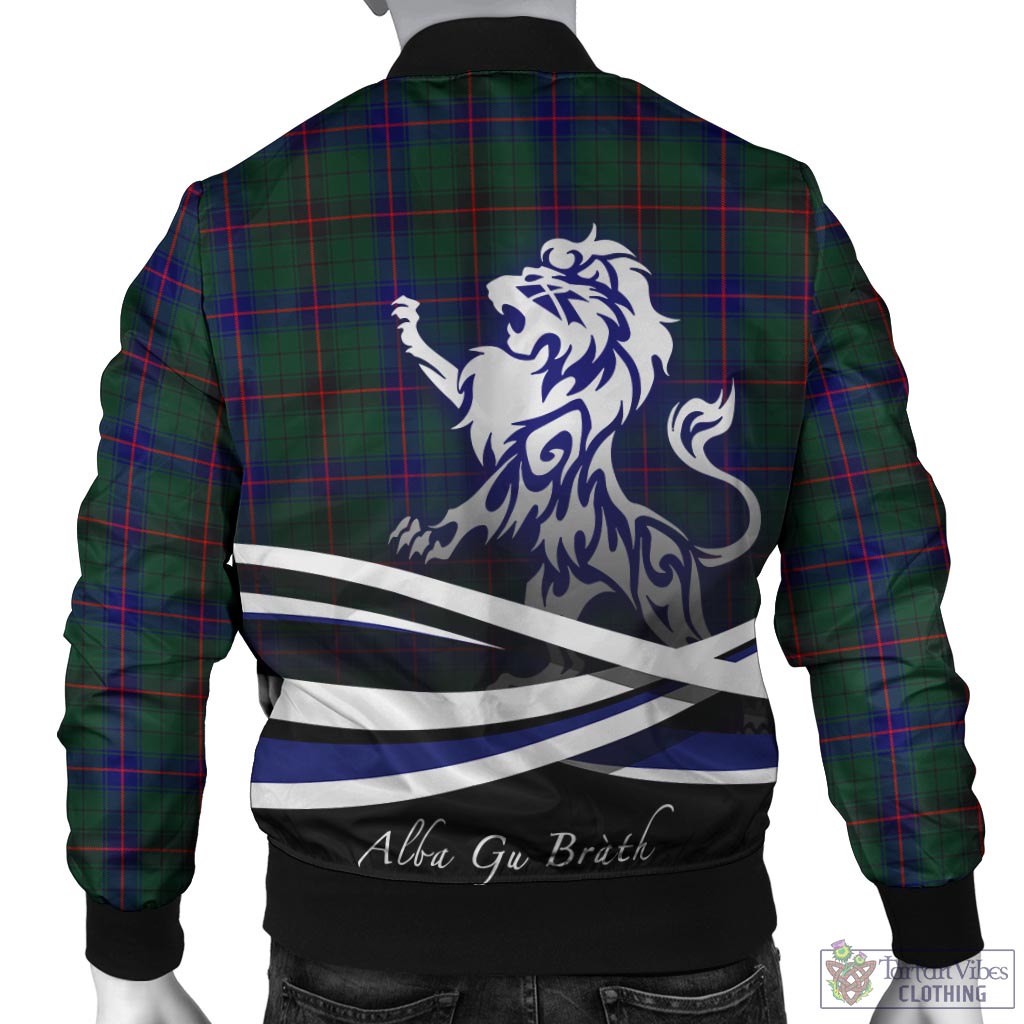 Tartan Vibes Clothing Davidson Modern Tartan Bomber Jacket with Alba Gu Brath Regal Lion Emblem