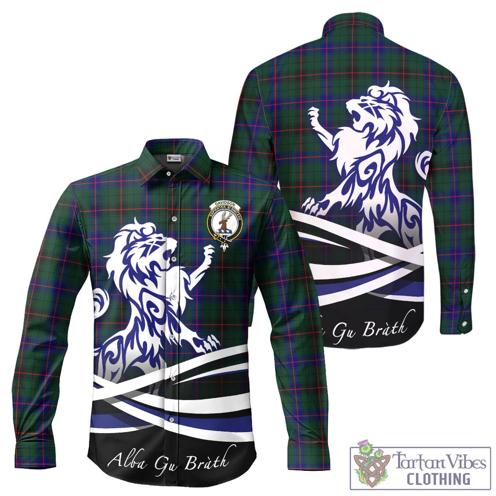 davidson-modern-tartan-long-sleeve-button-up-shirt-with-alba-gu-brath-regal-lion-emblem