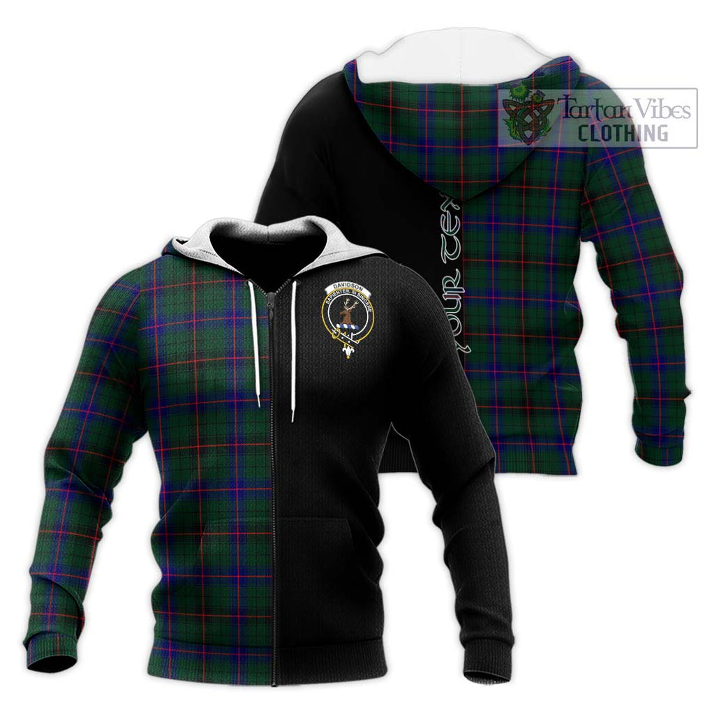 Davidson Modern Tartan Knitted Hoodie with Family Crest and Half Of Me Style Unisex Knitted Zip Hoodie - Tartanvibesclothing Shop