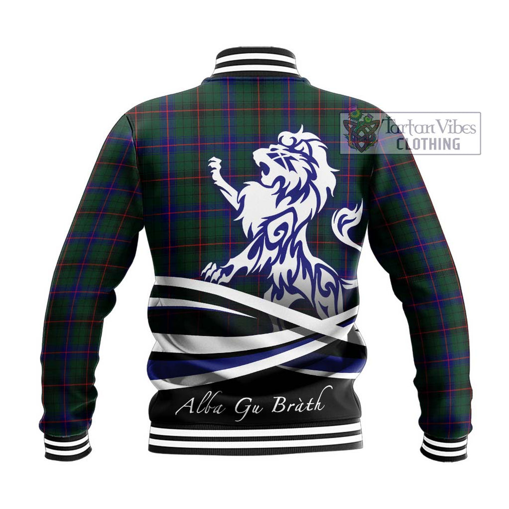 Davidson Modern Tartan Baseball Jacket with Alba Gu Brath Regal Lion Emblem - Tartanvibesclothing Shop