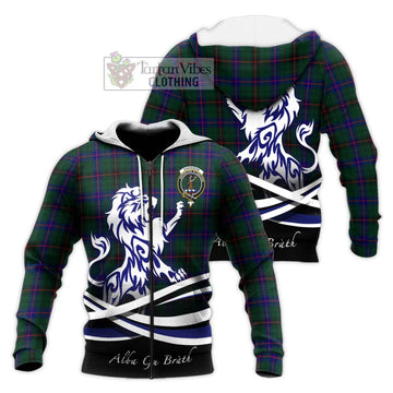 Davidson Modern Tartan Knitted Hoodie with Alba Gu Brath Regal Lion Emblem