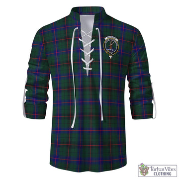 Davidson Modern Tartan Men's Scottish Traditional Jacobite Ghillie Kilt Shirt with Family Crest