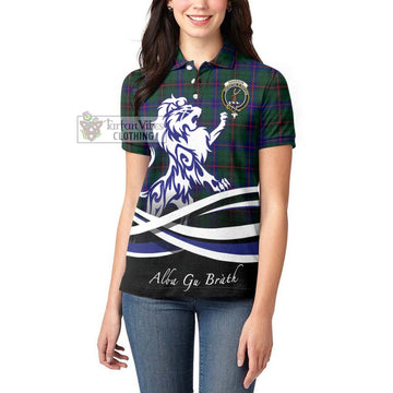 Davidson Modern Tartan Women's Polo Shirt with Alba Gu Brath Regal Lion Emblem