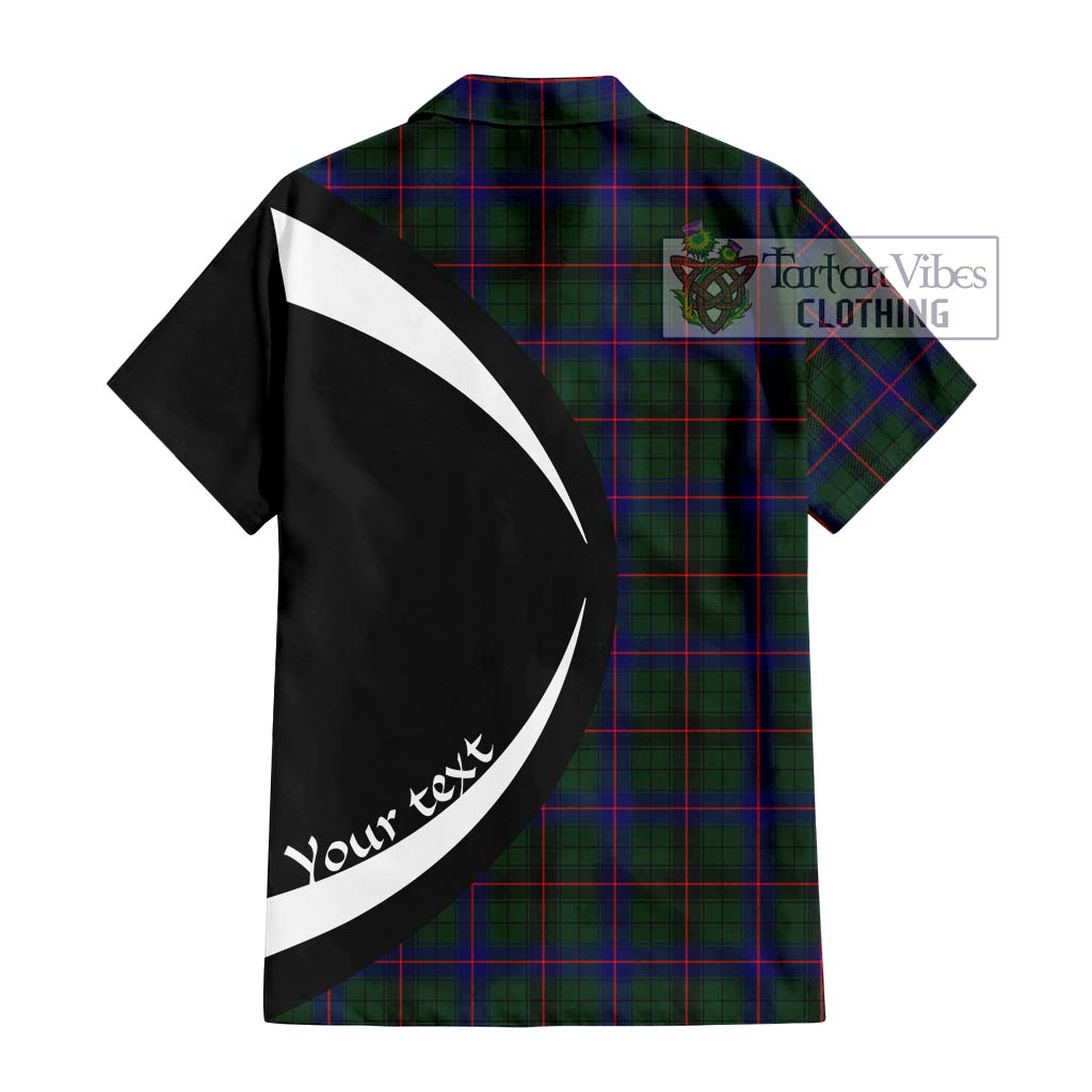 Davidson Modern Tartan Short Sleeve Button Up with Family Crest Circle Style - Tartan Vibes Clothing