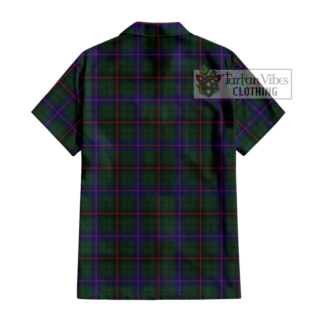 Davidson Modern Tartan Short Sleeve Button Shirt with Family Crest DNA In Me Style - Tartanvibesclothing Shop