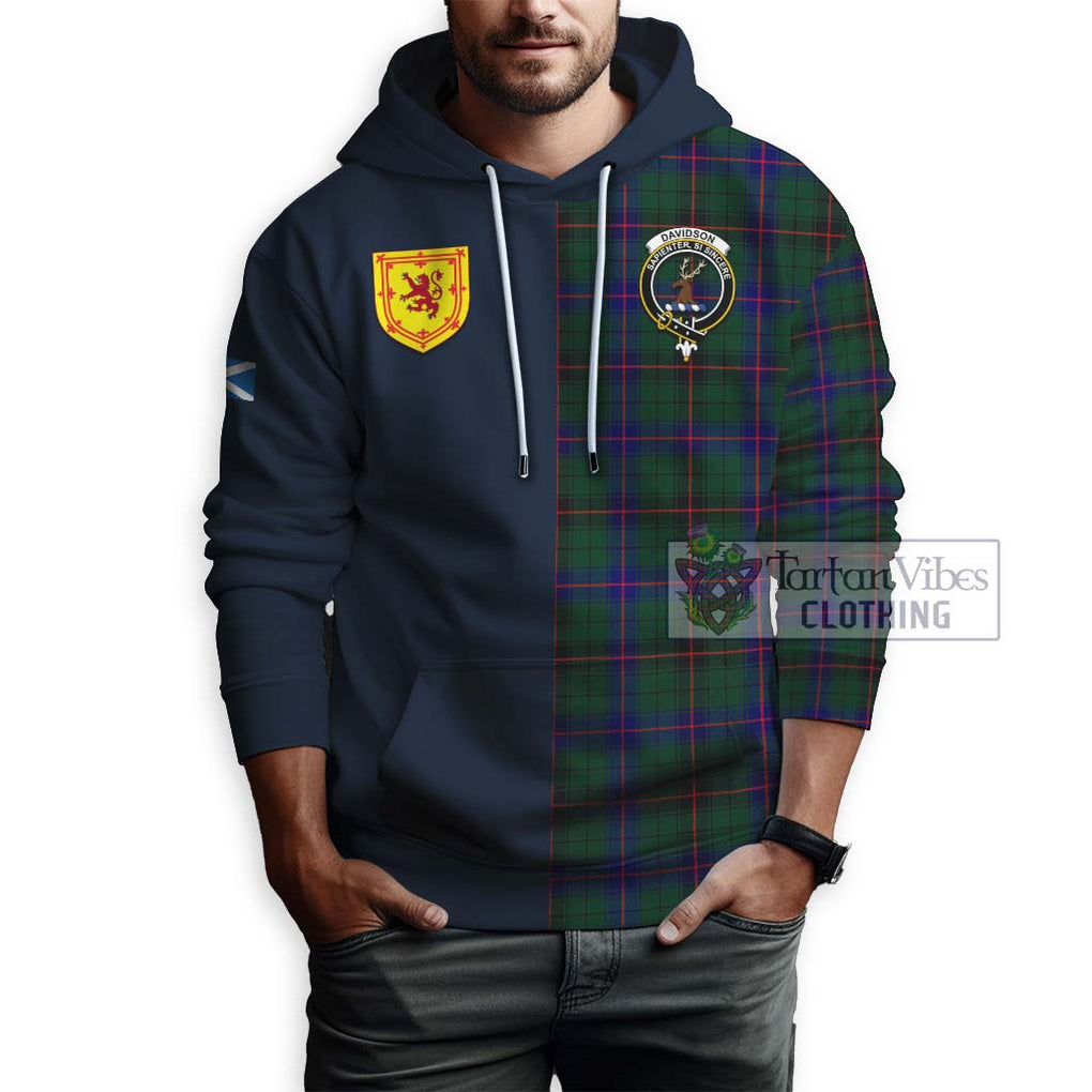 Tartan Vibes Clothing Davidson Modern Tartan Hoodie with Scottish Lion Royal Arm Half Style