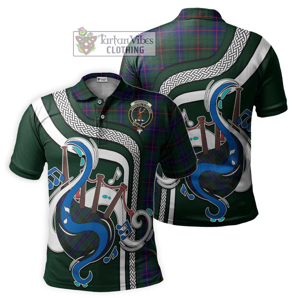 Tartan Vibes Clothing Davidson Modern Tartan Polo Shirt with Epic Bagpipe Style