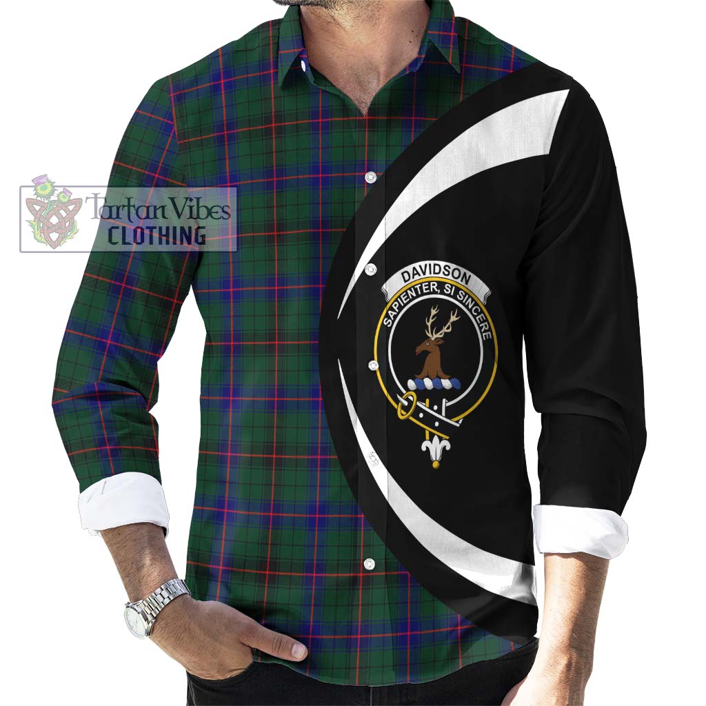 Tartan Vibes Clothing Davidson Modern Tartan Long Sleeve Button Up with Family Crest Circle Style