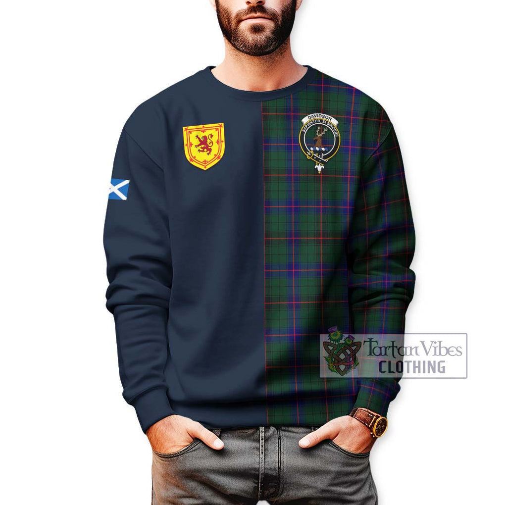 Tartan Vibes Clothing Davidson Modern Tartan Sweatshirt with Scottish Lion Royal Arm Half Style