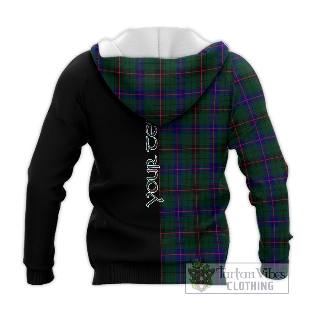 Davidson Modern Tartan Knitted Hoodie with Family Crest and Half Of Me Style - Tartanvibesclothing Shop