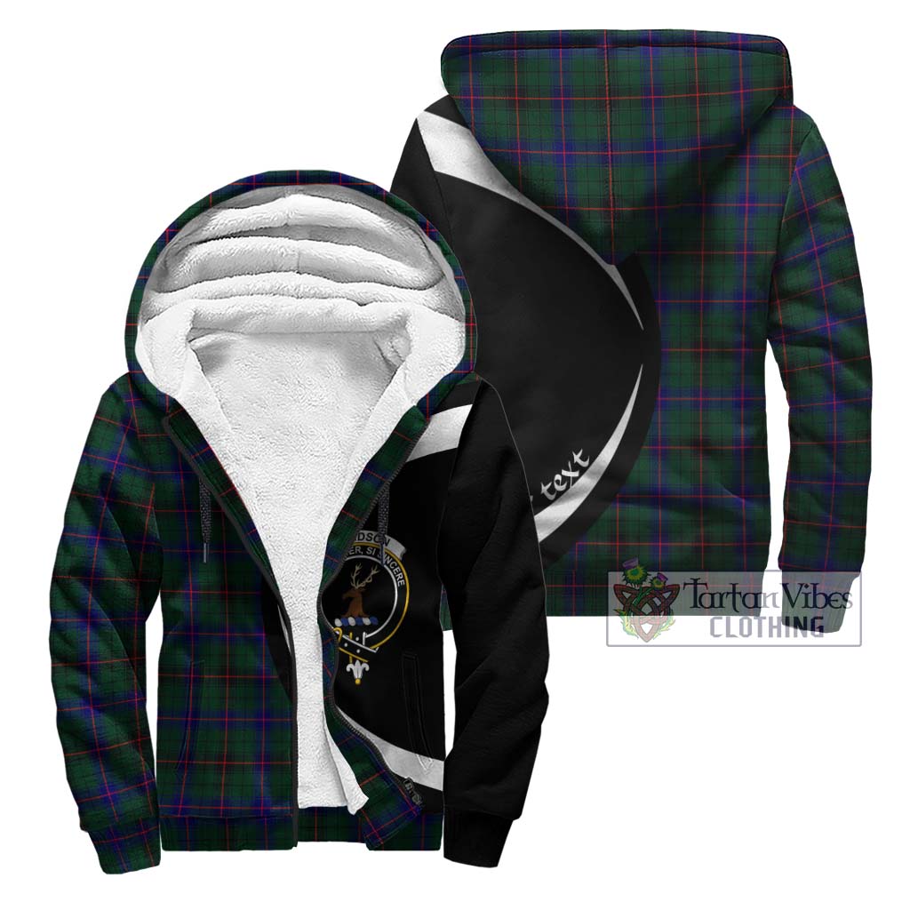 Davidson Modern Tartan Sherpa Hoodie with Family Crest Circle Style Unisex - Tartan Vibes Clothing