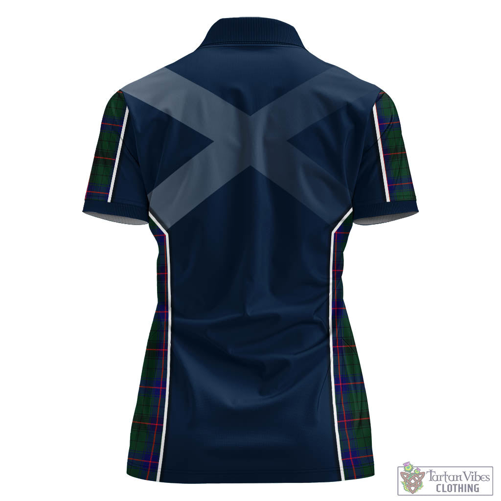 Tartan Vibes Clothing Davidson Modern Tartan Women's Polo Shirt with Family Crest and Scottish Thistle Vibes Sport Style