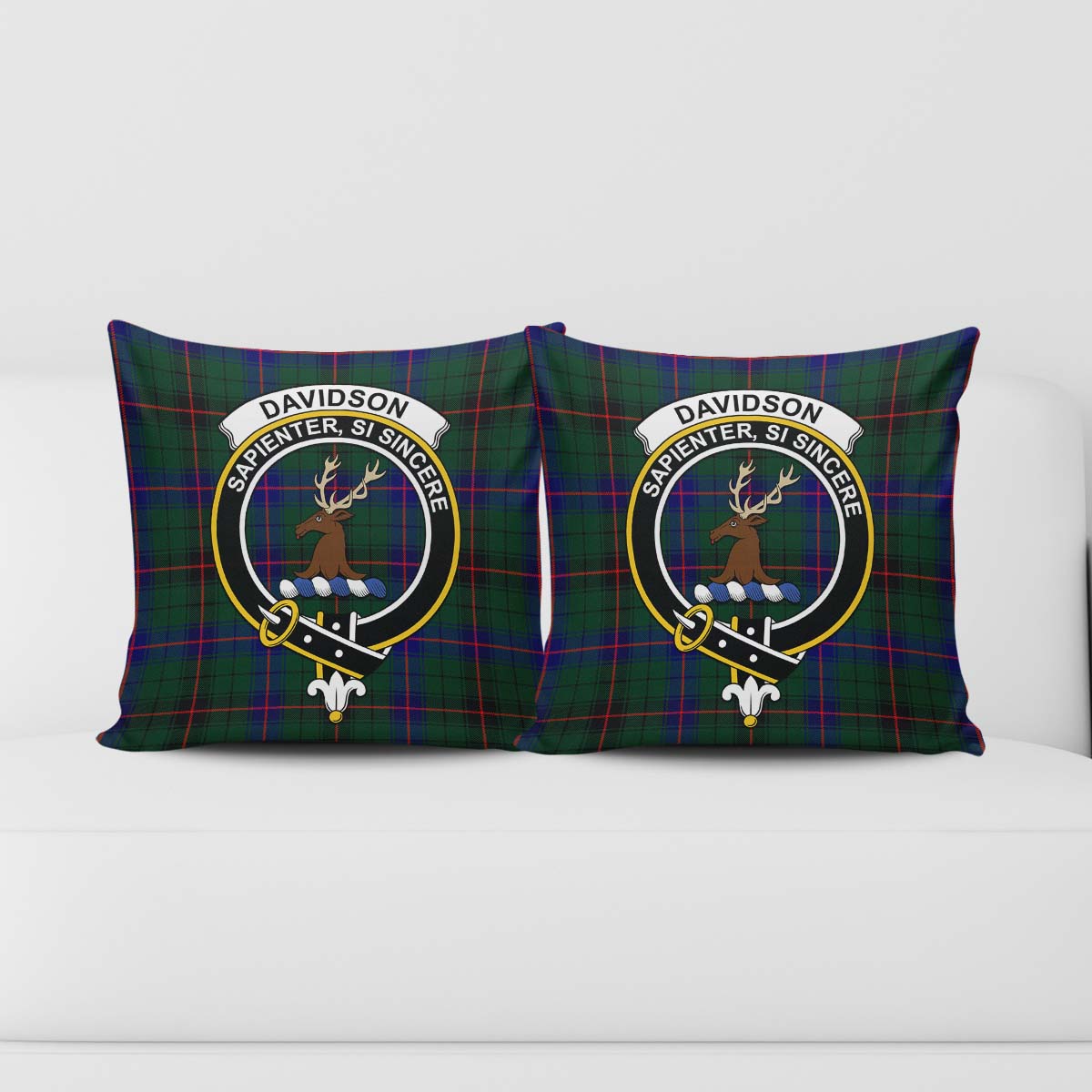 Davidson Modern Tartan Pillow Cover with Family Crest - Tartanvibesclothing