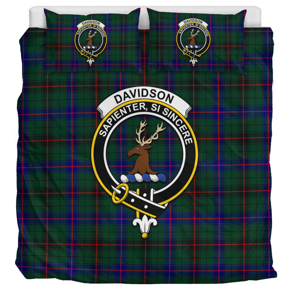 Davidson Modern Tartan Bedding Set with Family Crest UK Bedding Set UK Super King 104*94 inch - Tartan Vibes Clothing