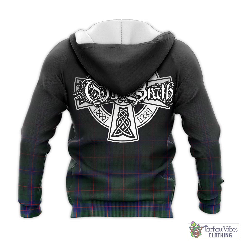 Tartan Vibes Clothing Davidson Modern Tartan Knitted Hoodie Featuring Alba Gu Brath Family Crest Celtic Inspired