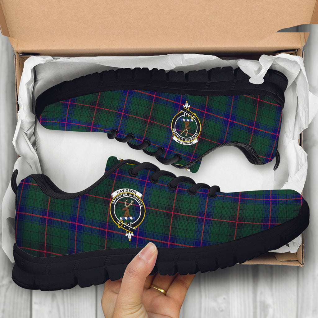 Davidson Modern Tartan Sneakers with Family Crest - Tartan Vibes Clothing