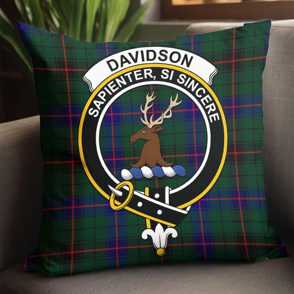 Davidson Modern Tartan Pillow Cover with Family Crest - Tartanvibesclothing