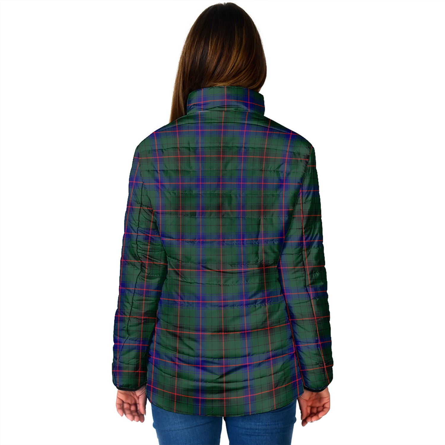 Davidson Modern Tartan Padded Jacket with Family Crest - Tartan Vibes Clothing