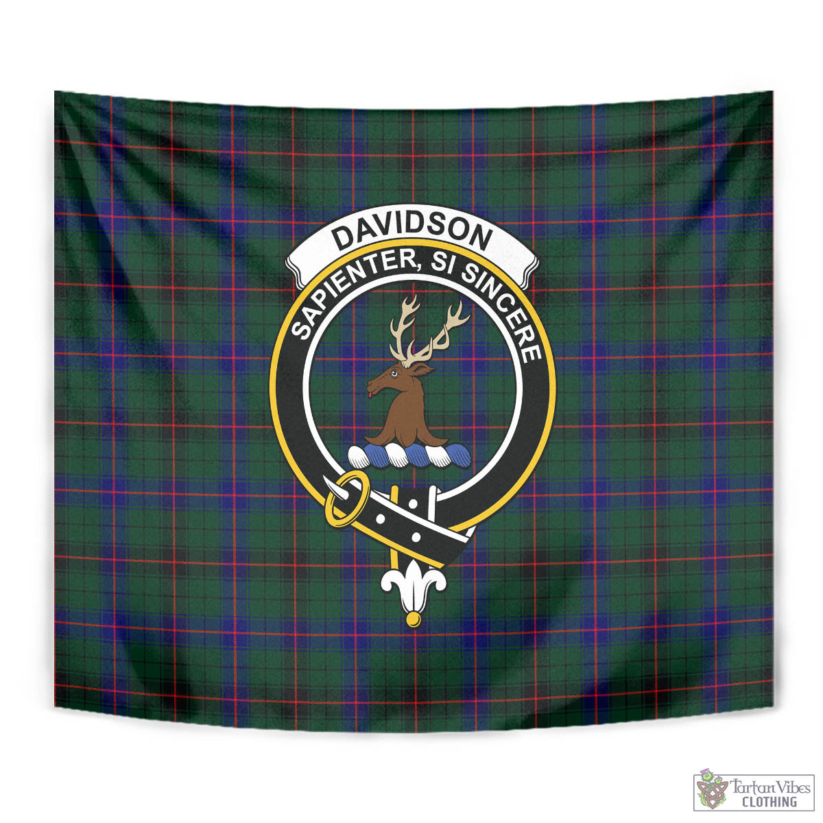 Tartan Vibes Clothing Davidson Modern Tartan Tapestry Wall Hanging and Home Decor for Room with Family Crest