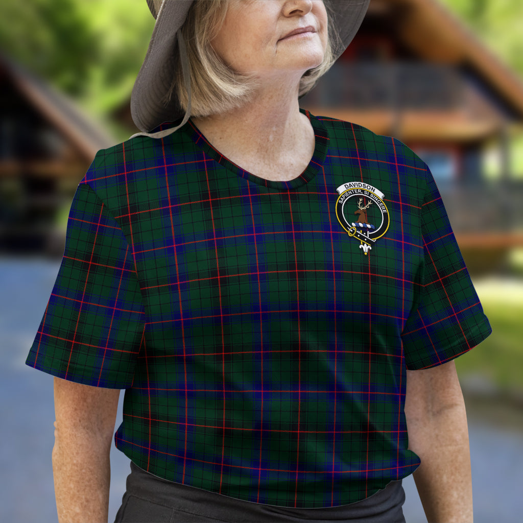 Davidson Modern Tartan T-Shirt with Family Crest - Tartan Vibes Clothing